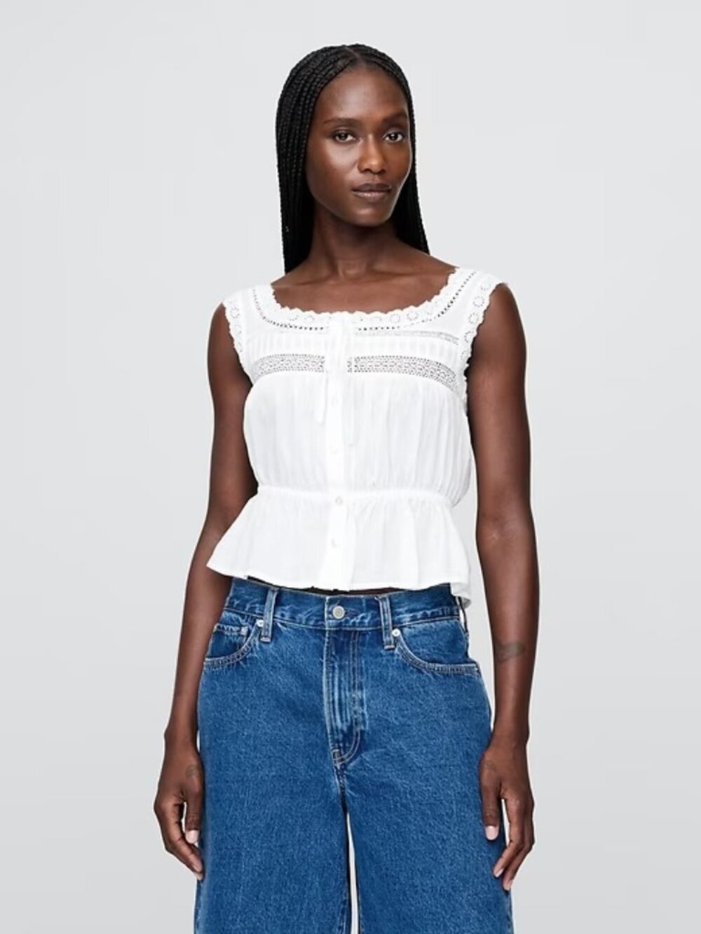 Gap Lace Trim Peplum Top